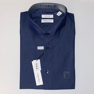 Calvin Klein Steel Regular Fit men’s dress shirt blue medium 15-1/2 34-35 NWT!
